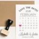 Save the Date Stamp Set, TWO Stamps, Wedding Calendar Stamp, Calendar Heart Stamp Set, Wedding Invitation Stamp, Engagement Stamp, (03.005)