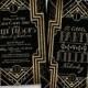 Sweet Sixteen, Quinceanera, Wedding, Birthday Invitations: Gatsby, Roaring 20s, Gold & Black. Samples/Digital Files/Printed Orders Available