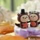 bride and groom otter ocean theme Wedding Cake Topper---k611
