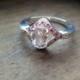 Layla - Genuine Morganite & Ruby Ring - Alternative Engagement Ring - 925 Sterling Silver Ring - Unique Unusual Wedding Ring
