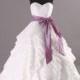 Organza Striped Wedding Dress Sweetheart Neckline Custom Made Sash Available in a Variety of Colors