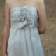 2016 Grey Bridesmaid dress, Flower Wedding dress, Rosette Chiffon dress, Party dress, Strapless dress, Formal dress, Prom dress (B007)