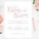 Blush Pink Wedding Invitation - Calligraphy Style Wedding Invitation - Simple, Traditional Wedding Invitations - Elegant Wedding Invitation