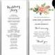 Printable Wedding Program Template, Floral Wedding Program, Boho Wedding Program, DIY Wedding Programs, Editable text, 4"x9.25", Blush Peony