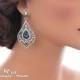 Navy blue bridal earrings Sapphire blue crystal wedding earrings something blue rhinestone earrings bridesmaid earrings prom earrings   1351