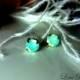 Swarovski Crystal Stud Typical Pierced Earrings - Bridesmaid Gift. Simple Modern Jewelry - Color Pacific Green Opal