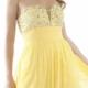 Yellow A-line Sweetheart Ruched Crystals Chiffon Floor Length Sleeveless