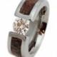Titanium Tension Set Ring with Moissanite Stone and a Camouflage Inlay, Ring Armor Included
