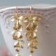 Bridal Earrings, Gold Orchid Cream Teardrop Pearls Earrings, Gold Wedding Earrings, Swarovski Pearl Earrings