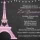 Paris, Bridal Shower, Invitation, Chalkboard, Eiffel Tower, Purple, French Vintage Chic, Wedding, Lavendar, 10 Printed Invites, Love Story