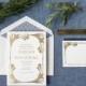 Gold Foil Wedding Invitation, Art Nouveau Wedding Invitation, Letterpress Wedding Invitation, Invitation Suite, Flower, Art Deco, Blue