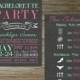 Chalkboard Bachelorette Party Invitation with Schedule Two Sided Invitation with Schedule,  Hen's Party