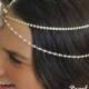 Wedding Headpiece Weddings Bridal Headpiece Hair Jewelry Pearl Chain Headpiece Headdress Beach Wedding Boho Wedding Pearl Luster V