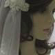 1920s style wedding  veil -  couture bridal cap veil - cap veil with blusher -  Summer