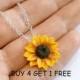 Sunflower Wedding - Sunflower Jewelry - Gifts - Yellow Sunflower Bridesmaid, Sunflower Flower Necklace, Bridal Flowers, Bridesmaid Necklace