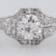 Antique Engagement Ring Art Deco GIA .93ct Old European Cut Diamond in Platinum