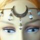 Opalite Moon Circlet, Moon Headpiece, Headdress, Moon Goddess, Bronze Headpiece, Pagan, Wiccan, Wicca, Festival, Handfasting, Head Jewellery