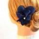Navy blue headpiece Navy fascinator Bridal headpiece Ivory fascinator Flower headpiece Wedding hair comb