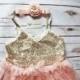 Blush Pink Tutu Girl Dress- Blush Pink Flower Girl Dress- Vintage Girl Dress - Flower girl dress-- Rustic Wedding 
