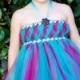 Teal and Rasberry Glitzy Glam Empire Tutu Dress, Flower Girl Dress, Hot Pink, Aqua, Birthay Dress, Glitter Dress, Tulle Dress