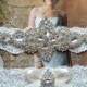 SALE - Wedding Garter, Bridal Garter, Garter Set - Crystal Rhinestone & Pearls on a White Off  Lace - Style G 5300