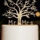 Rustic Wedding Cake Topper,Cherry Wood Tree Cake Topper,Mr and Mrs Cake Topper,Tree Cake Topper,Personalized Cake Topper For Engagement