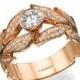 Diamond Ring,  Engagement Ring, Rose Gold Ring,  Wedding Ring, Leaf Ring, Leaves engagement ring, band ring, 14K Ring, Pink Gold Ring, 18K
