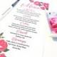 Watercolor Wedding Menu - Entree Card Napkin Insert Menu "Rose Garden" Deep Pink Wedding Reception Card Dinner Menu Card - Reception Menu