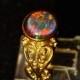 14K Gold Natural Opal Engagement ring.Genuine Australian Opal Triplet ring.AAA 8mm Opal Gemstone set in14K Gold filigree setting. Real Opal