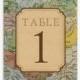 Rustic, Vintage Travel Theme Wedding Table Numbers 1-20 [Instant Download]