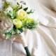 Best quality green and creme silk flowers peonies roses lily wedding BIG bouquet satin Handle, greenery natural