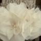 Wedding Fascinator Chiffon double flower bridal fascinator wedding hair clip, freshwater pearls, Swarovski crystals