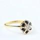 sapphire and diamond floral engagement ring in 9 carat gold vintage 70's ring for her