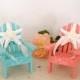 Beach Wedding Cake Topper - 2 Mini Adirondack Chairs with Starfish -  6 Chair Colors and 23 Ribbon Choices Mr.and Mrs.