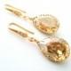 Vintage inspired champagne swarovski crystal teardrop 16K gold vermeil over 925 sterling silver earrings wedding jewelry bridal earrings