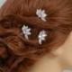 Bridal Hair pins, Rose Gold Wedding Hair clip, Leaf style hairpins, Swarovski crystal hair comb, Rhinestone, Little Leaf Hair Pins