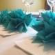 10 Teal Paper Dahlia Napkin Holders.Eco wedding, hip parties, babies, wine night. Tissue paper Pom Pom flowers
