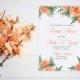 Watercolor Bridal Shower Invitation - Couple's Wedding Shower (Set of 25) "Lavish Garden" Orange Peach Bridal Shower - Watercolor Wedding