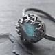blue labradorite black silver ring, labradorite engagement ring silver, delicate silver ring, crown ring silver, labradorite wedding band