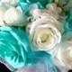 Bride bouquet, Silk Rose wedding bouquet, bride flower bouquet, customizable, blue bouquet, silk flowers, bouquet, bridesmaids, tiffany blue