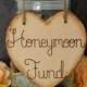 Wooden Heart Sign Wood Burned Engraved Rustic Sign Honeymoon Fund Sparklers Cards Bubbles Custom