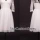 Short lace wedding dress Ivory half-sleeves chiffon wedding dress v-neck tea length wedding dresses boho A-line Prom Dress