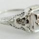 Beautiful Art Deco 18K White Gold Diamond Enagement Ring