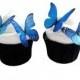 WEDDING CAKE toppers - Blue Edible Butterflies - Edible Cupcake Decorations, Birthday Cake, Destination Wedding