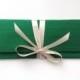 Emerald green clutch in silk with champagne bow, the ALEXIS Clutch // a slim formal envelope clutch bag