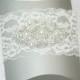 SALE ! Gorgeous Vintage IVORY lace WEDDING garter for Bride Rhinestone crystal Bonus Free: 2 Fashion tape and organza bag.