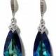 Something Blue Teal Earrings, Peacock Wedding Jewelry, Swarovski Crystal Bridesmaid Earrings, ARIA
