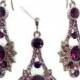 Purple Bridal Amethyst Jewelry Set, Purple Earrings, Art Deco Necklace, Swarovski Crystal, RAYS