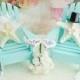 Wedding Cake Topper ~ Robin's Egg Blue ~ Miniature Adirondack Chairs  ~ Knobby Starfish Bride/Groom ~ Beach Wedding Decor ~ Cake Topper