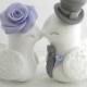 Love Birds Wedding Cake Topper, White, Lilac and Grey, Bride and Groom Keepsake, Fully Customizable